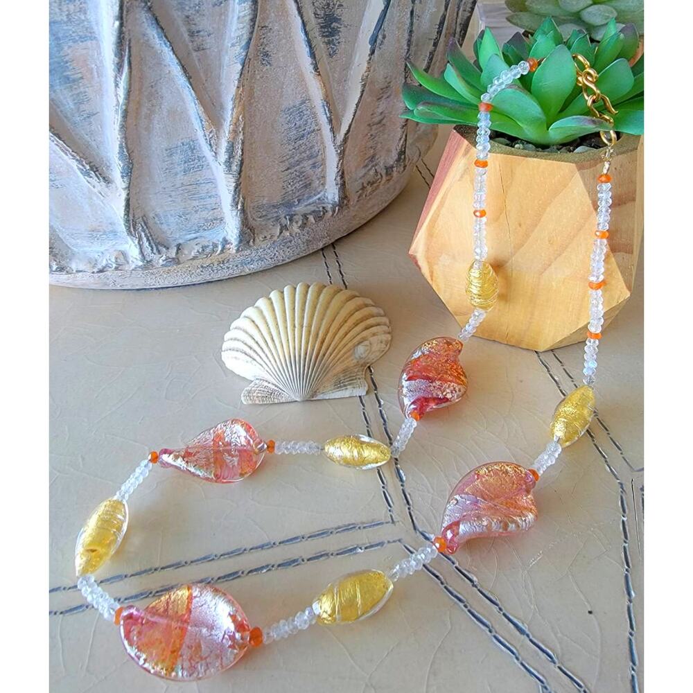 Twisted Glass bead handmade necklace